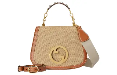 GUCCI Blondie Cotton Canvas With Leather Canvas Bag, Shoulder Bag, Crossbody Bag, Handbag Women's Beige