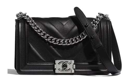 CHANEL Calfskin Shoulder Bag, Crossbody Bag Women's Black