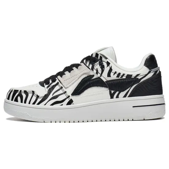 LINING Tianji Skateboard Shoes Women's Low-Top White Black