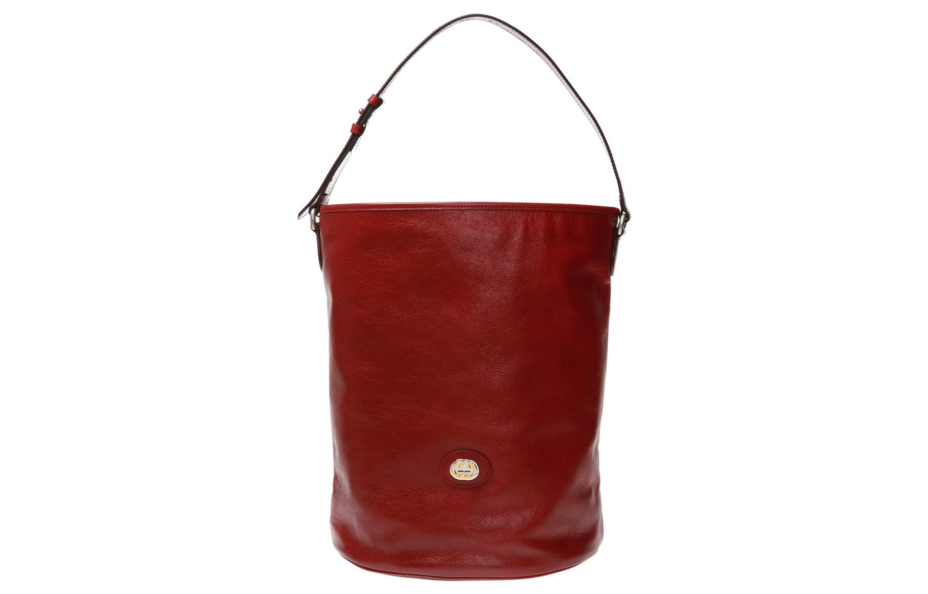 GUCCI Gucci, golden magnetic foldable leather straps, purse, red one-shoulder bag for men and women, for beloved