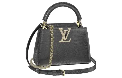LOUIS VUITTON Capucines Lizard Skin Kapsyn Shoulder Bag, Crossbody Bag, Handbag Mini Women's Black