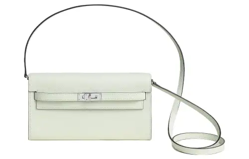 HERMES Kelly To Go Silver Tone Buckle Epsom Leather Crossbody Wallet Regular Women's 0S Vert Fizz Bubble Green