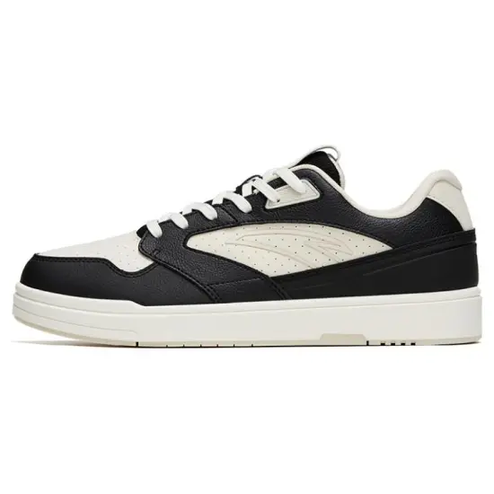 Anta Slip-Resistant Cushioning Wear-Resistant Low-Top Skateboard Shoes Men's Black White