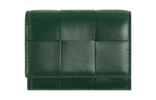 Bottega Veneta Lambskin Wallet, Card Holder Small Women's Green