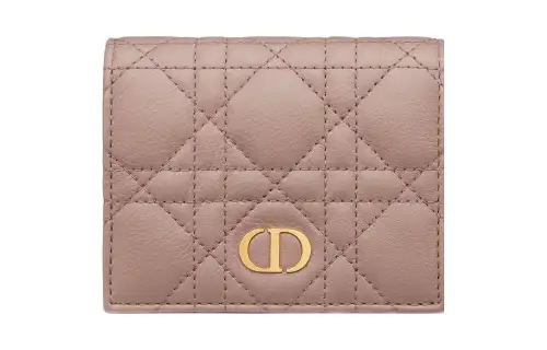 DIOR Caro Calfskin Wallet Mini Women's Pink