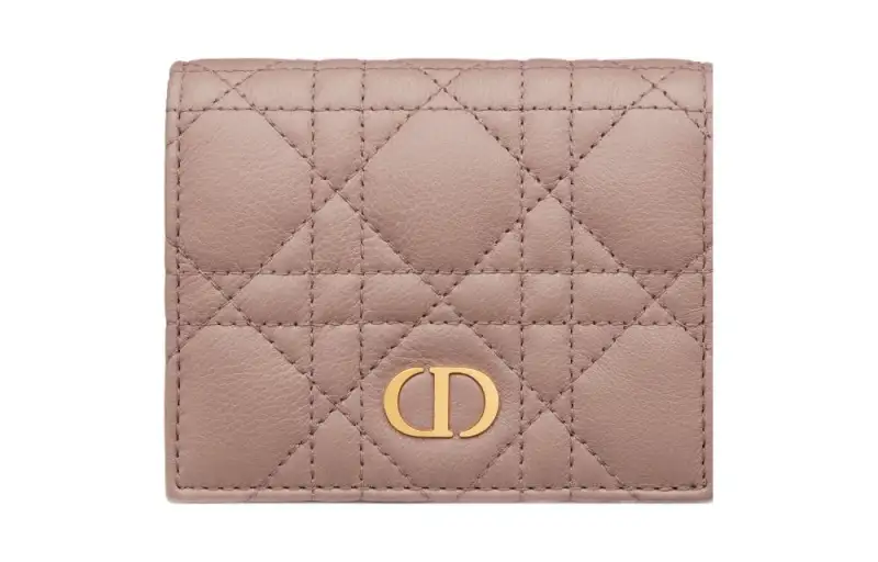 DIOR Caro Calfskin Wallet Mini Women's Pink