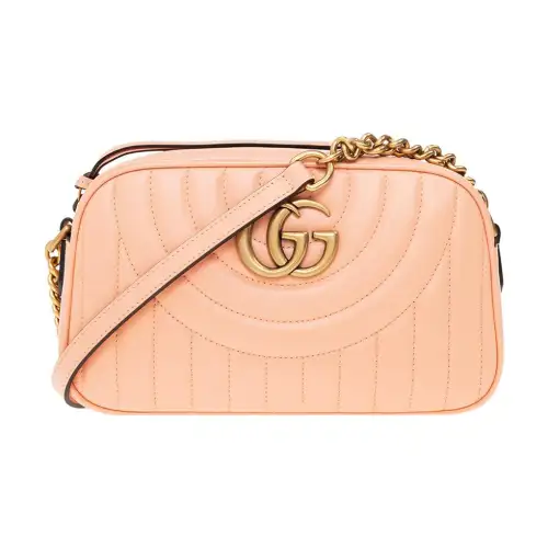 GUCCI Marmont Quilted Leather Camera Bag, Shoulder Bag, Crossbody Bag Women's Pink