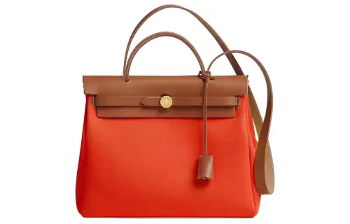 HERMES Herbag Zip Officier Canvas With Hunter Cow Leather Shoulder Bag, Crossbody Bag, Handbag 31 Unisex