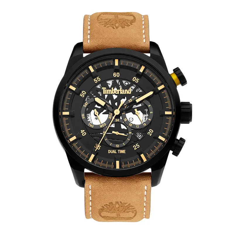 Timberland Henniker II Wrist Watches Quartz Movement Leather Strap Black Dial Men's Watches
