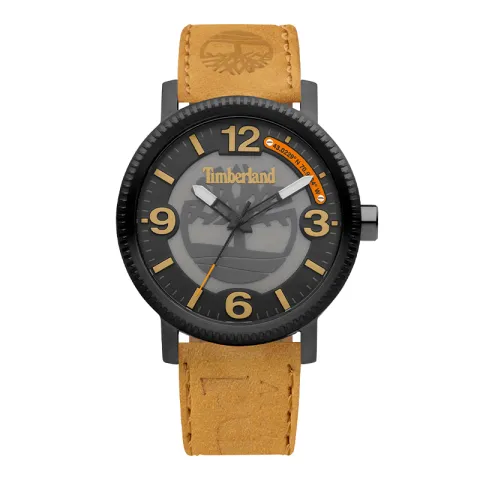 Timberland Scusset Wrist Watches Quartz Movement Leather Strap 44mm Black Dial Men's Watches