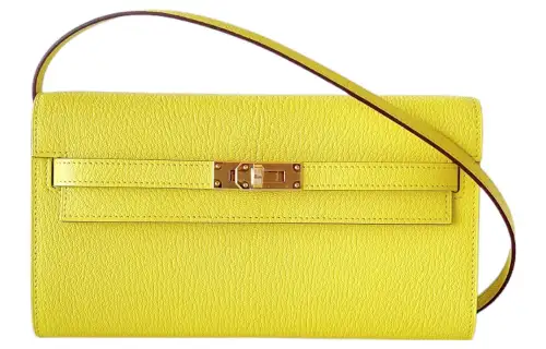 HERMES Kelly To Go Gold tone Lock Epsom Leather Crossbody Wallet Regular Women's 9O Jaune De Naples Yellow