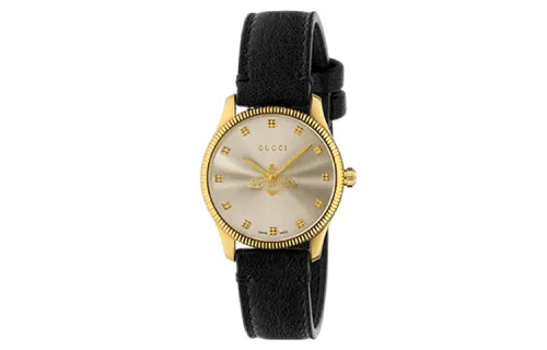 GUCCI G Timeless Collection Wrist Watches Quartz Movement Genuine Leather Strap 29mm Gray Dial Men's Watches