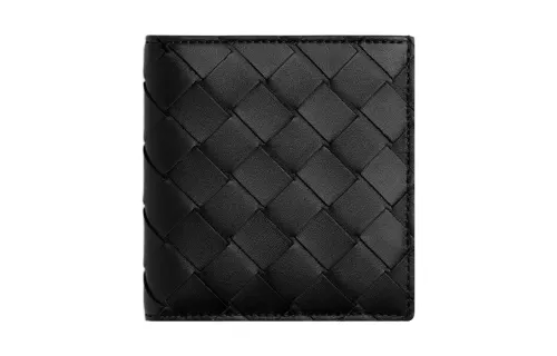 Bottega Veneta Calfskin Card Holder, Wallet Men's Black/Red