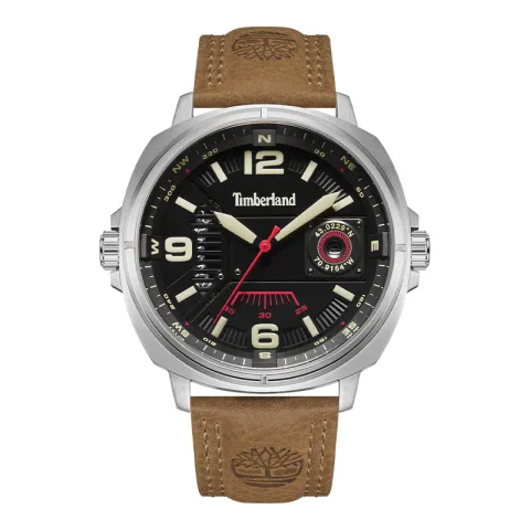 Timberland Breakheart Wrist Watches Quartz Movement Leather Strap Black Dial Men's Watches