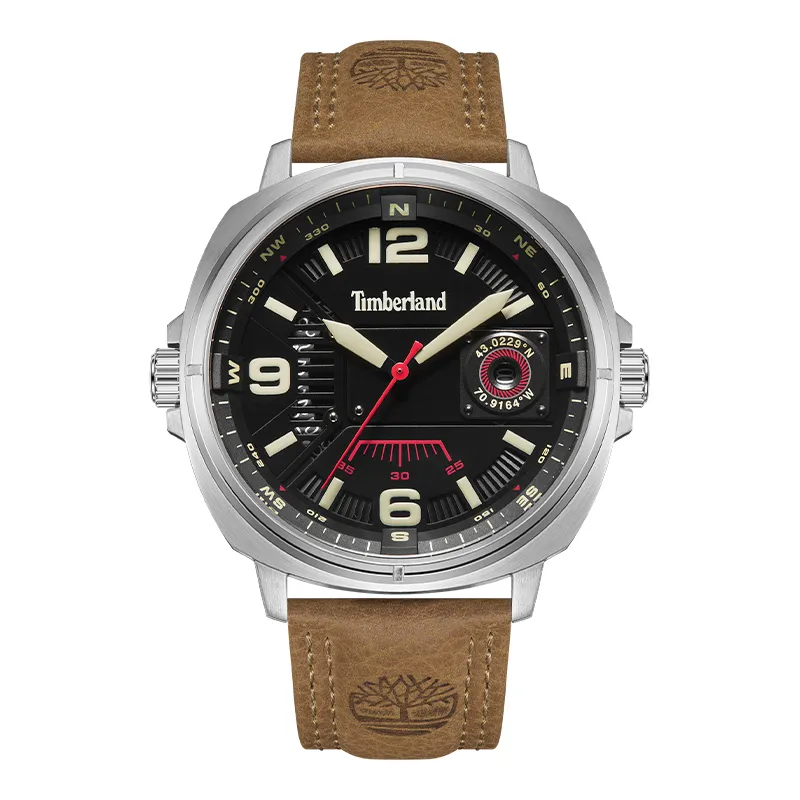 Timberland Breakheart Wrist Watches Quartz Movement Leather Strap Black Dial Men's Watches