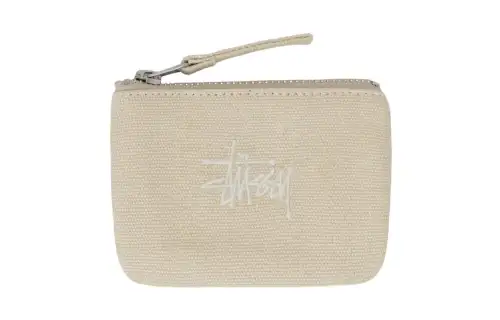 Stussy Cotton Canvas Bag Coin Wallet Purse Regular Unisex White