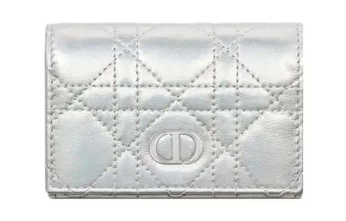 DIOR Caro Sheepskin Wallet Extra Small Women's Silver