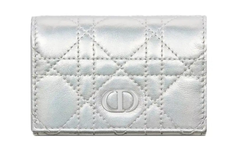 DIOR Caro Sheepskin Wallet Extra Small Women's Silver