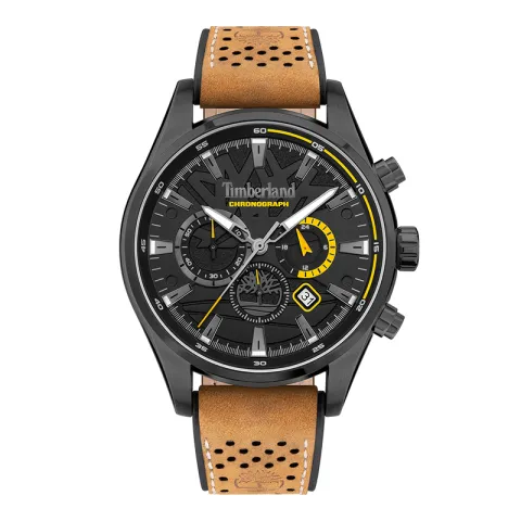 Timberland Aldridge Wrist Watches Quartz Movement Leather Strap Black Dial Men's Watches