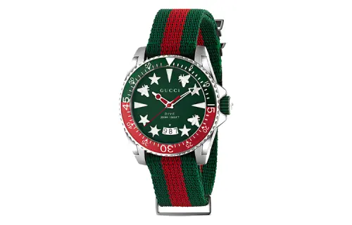 GUCCI Wrist Watches Quartz Movement Fabric Strap 40mm Green Dial Women's Watch 200m Waterproof