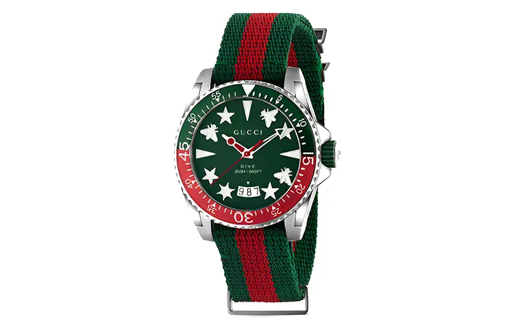 GUCCI Wrist Watches Quartz Movement Fabric Strap 40mm Green Dial Women's Watch 200m Waterproof
