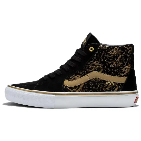 Vans SK8 Skateboarding Shoes Unisex High-top Black/Gold/White