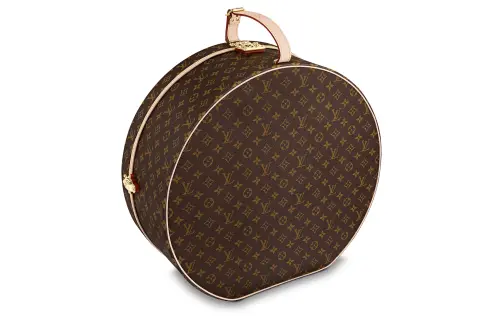 LOUIS VUITTON Canvas With Leather Hat Storage Box Unisex Brown