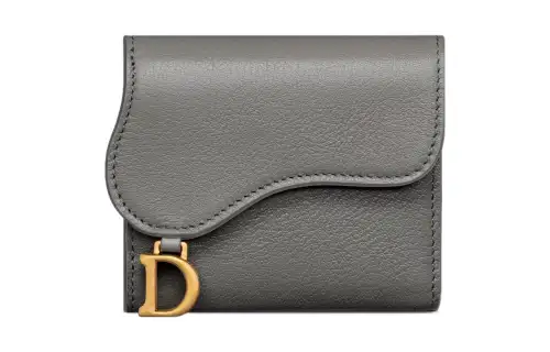 DIOR Saddle Sheepskin Wallet Women's Gray