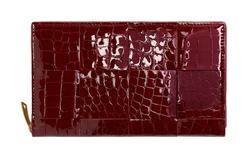 Bottega Veneta Smooth Finish Leather Wallet Women's Cherry