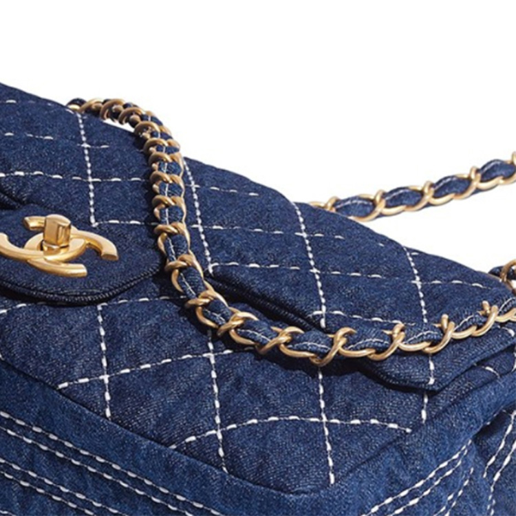 Женская сумка Chanel Classic Flap CF (джинсово-синяя) — фото 4