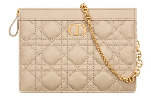DIOR Caro Soft Calfskin Portable One Shoulder Crossbody Clutch Regular Women's Sand