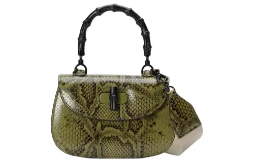 GUCCI Bamboo 1947 Python Skin Shoulder Bag, Crossbody Bag, Handbag Small Women's Green