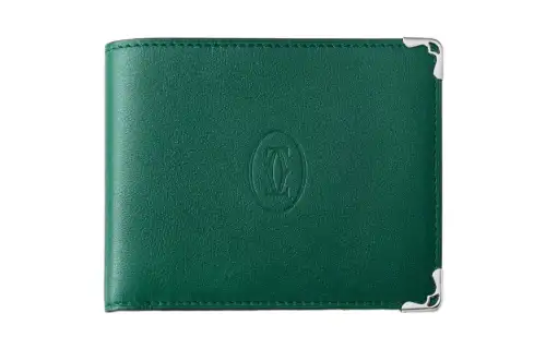 CARTIER Must De Cartier Calfskin Card Holder Women's Peacock Green