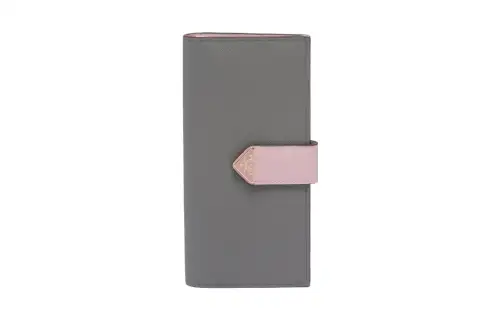 PRADA Saffiano Leather Wallet Large Women's Gray/Pink