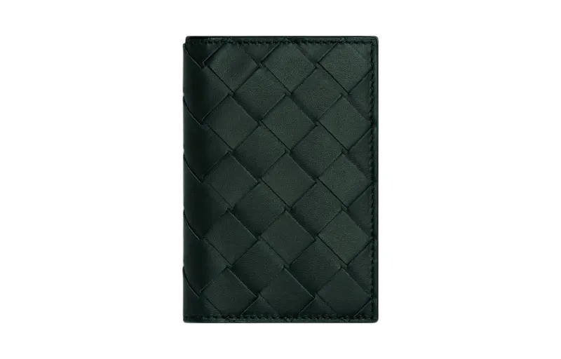 Bottega Veneta Calfskin Card Holder Men's Jasper/Light Blue
