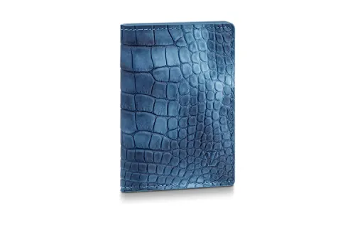 LOUIS VUITTON Crocodile Leather Wallet Men's Denim Blue