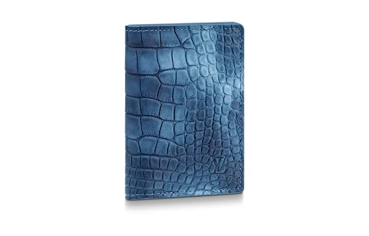 LOUIS VUITTON Crocodile Leather Wallet Men's Denim Blue