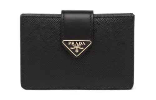 PRADA Saffiano Leather Card Holder Women's Black