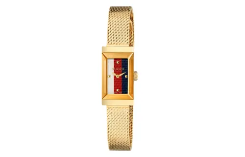 GUCCI G Frame Wrist Watches Quartz Movement Steel Strap Red Watch Dial Women's Watch 30m Water Resistant