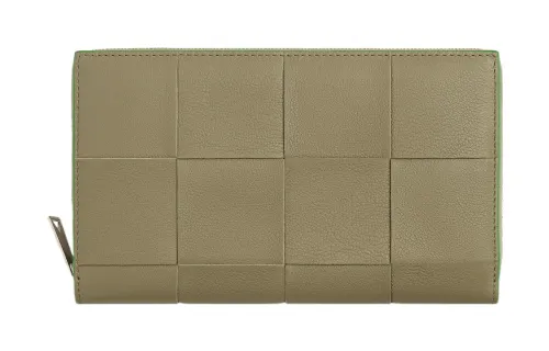 Bottega Veneta Lambskin With Calfskin Wallet Men's Taupe/Parrot Green