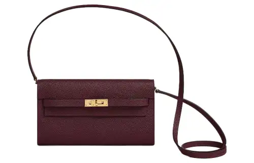 HERMES Kelly To Go Gold tone Lock Epsom Leather Crossbody Bag Wallet Women's 57 Bordeaux Red