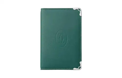 CARTIER Must De Cartier Calfskin Card Holder Women's Sand Gold Stone Color