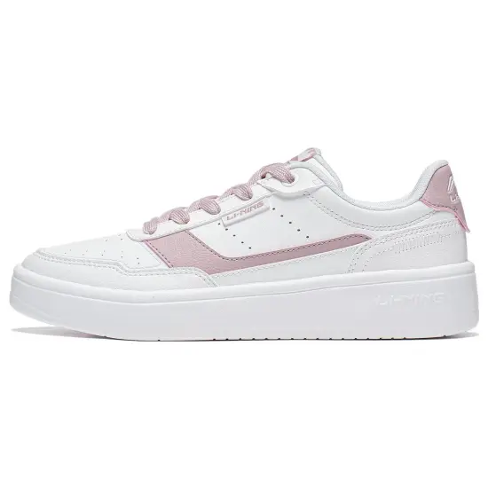LINING Relaxing Skateboard Shoes Women's Low-Top White Pink