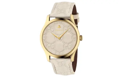 GUCCI G Timeles Collection Wrist Watches Quartz Movement Leather Strap 38mm White Dial Women's Watch