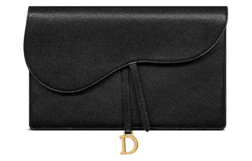 DIOR Saddle Goatskin Clutch Regular Women's Black