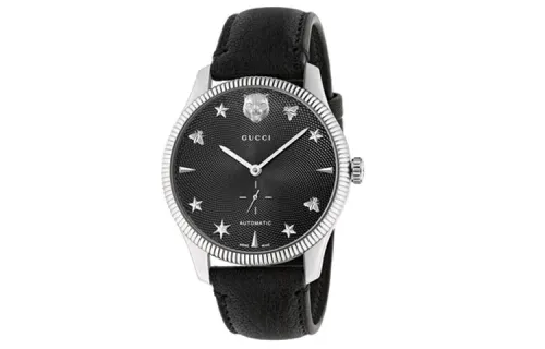GUCCI G Timeless Collection Wrist Watches Automatic Mechanical Movement Leather Strap 40mm Black Dial Men's Watches