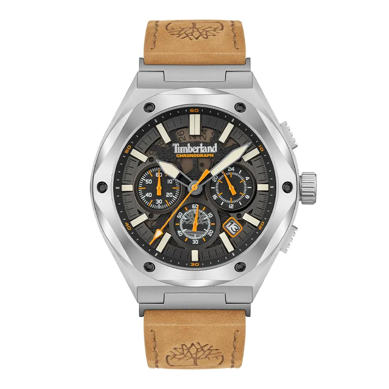 Timberland Abbotville Wrist Watches Quartz Movement Leather Strap Black Dial Men's Watches