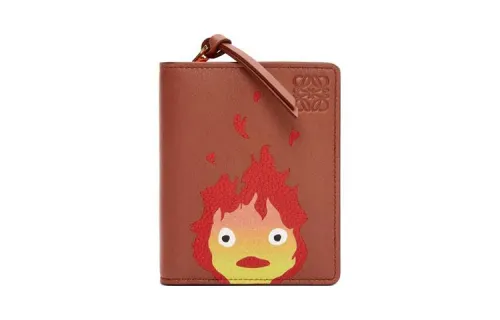 LOEWE Calfskin Wallet Small Women's Red Brown