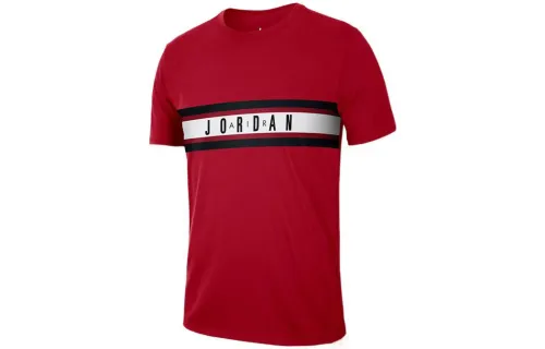 Jordan T Shirts Men's Red Crew Neck Moderate Straight Fit
