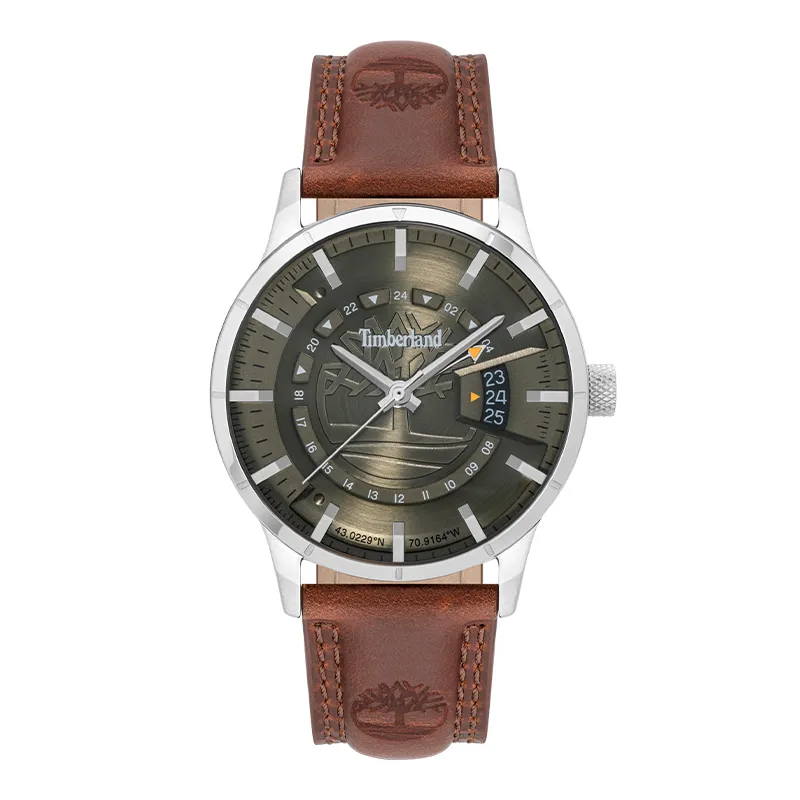 Timberland Bergeron Wrist Watches Quartz Movement Leather Strap Green Dial Men's Watches